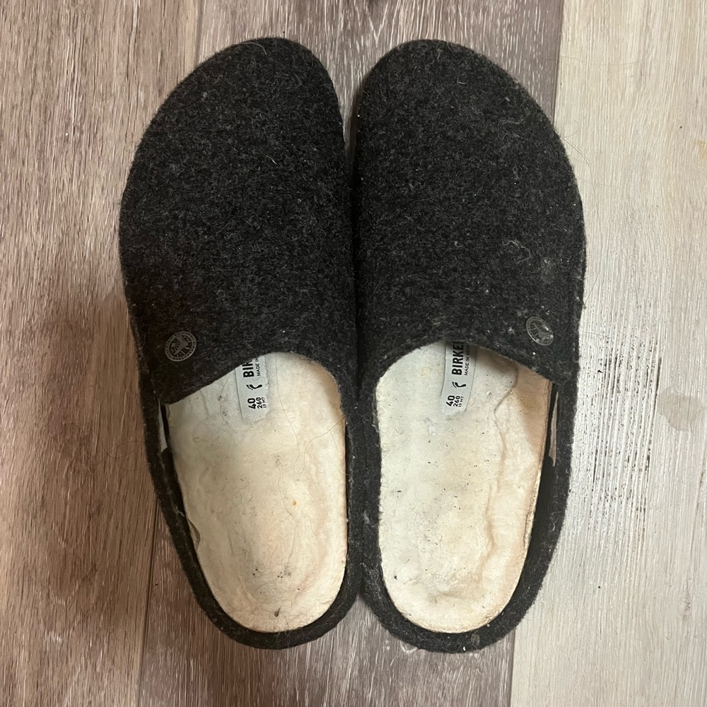 Birkenstock Charcoal Wool Slip-Ons